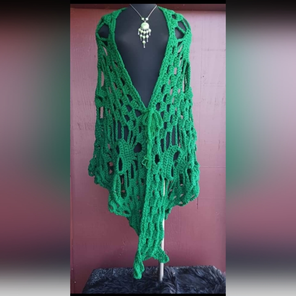 Handmade crocheted skull shawl